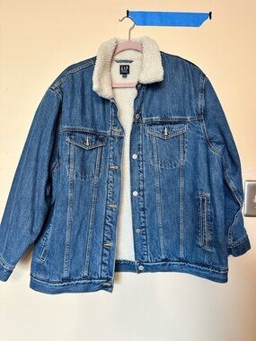 GAP Denim Jacket with Cream Sherpa Collar